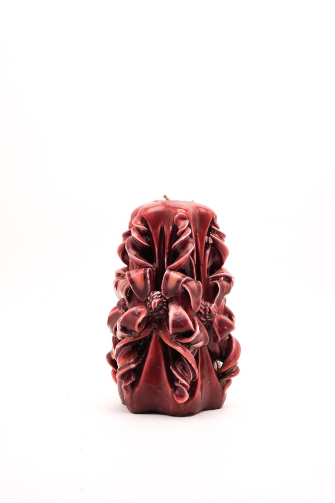 Burgundy Carved Ribbon Candle