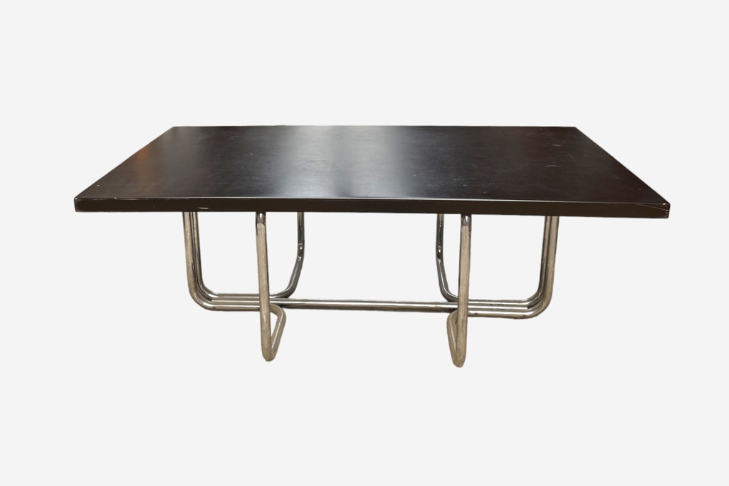 Modern Black Table with Chrome Tubular Legs