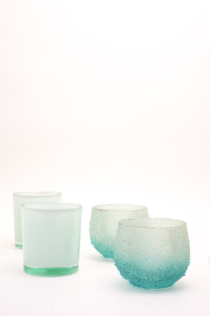 Frosted Aqua Textured Glassware Set
