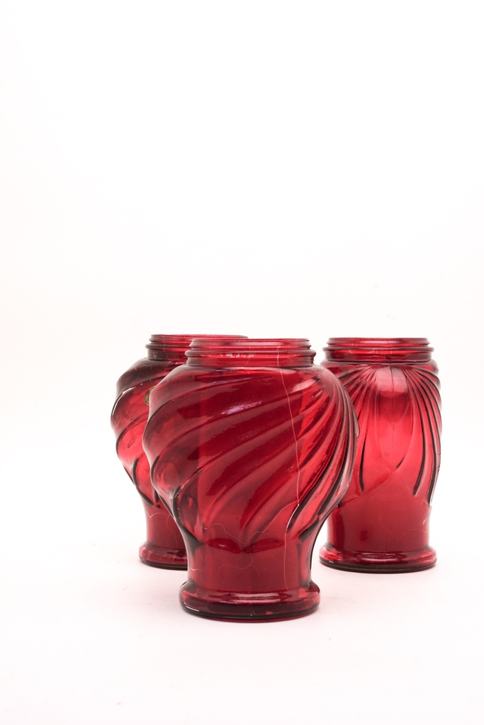 Crimson Glass Swirl Lamp Shades Trio