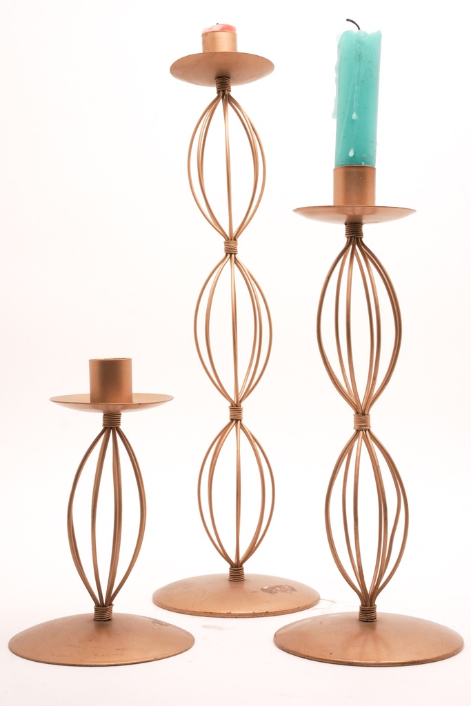 Modern Wire Candleholder Trio in Bronze Finish