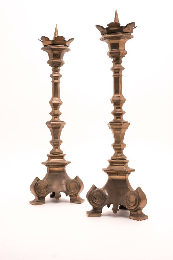 Antique Brass Gothic Style Candle Holders