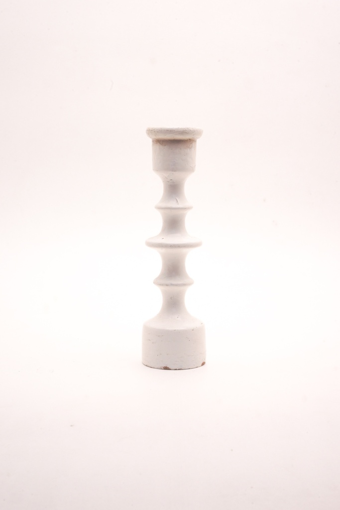 White Wooden Tapered Candle Holder