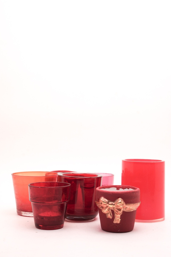 Red Glass Candle Holders Collection