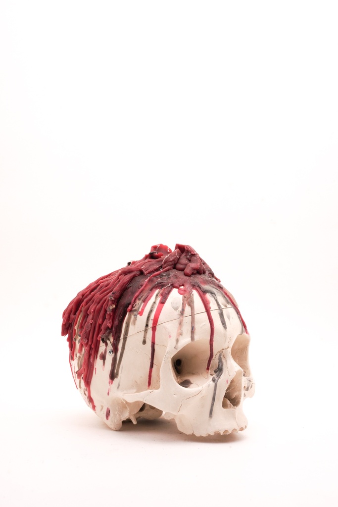 Wax Skull with Crimson Accents