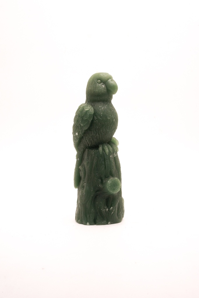 Emerald Parrot Figurine on Tree Trunk