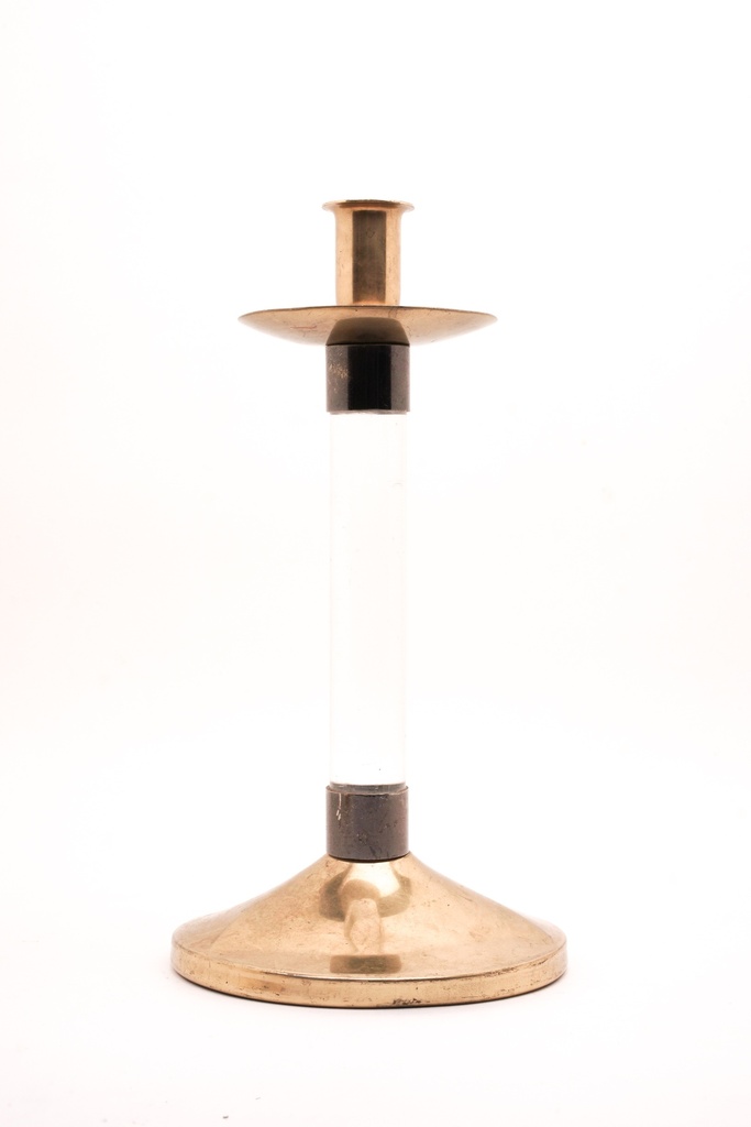 Mid-Century Brass and Glass Candleholder