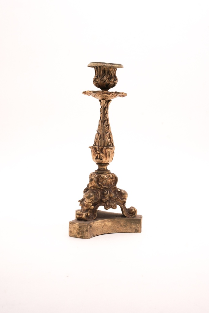 Antique Brass Rococo Candlestick Holder