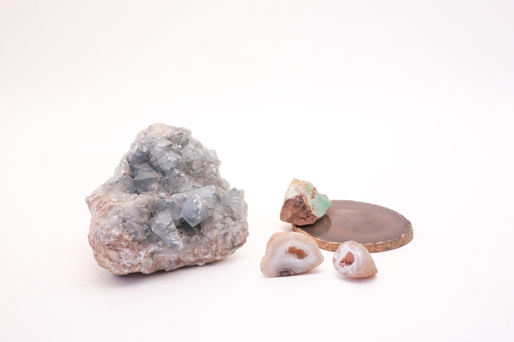 Mineral Cluster with Geode and Agate Slice