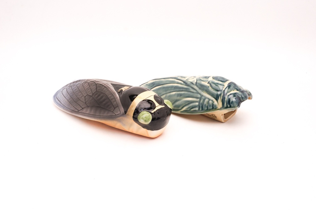 Ceramic Cicada Figurines Duo