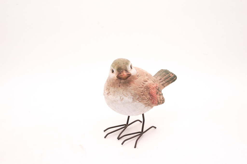 Rustic Ceramic Bird Figurine with Metal Legs