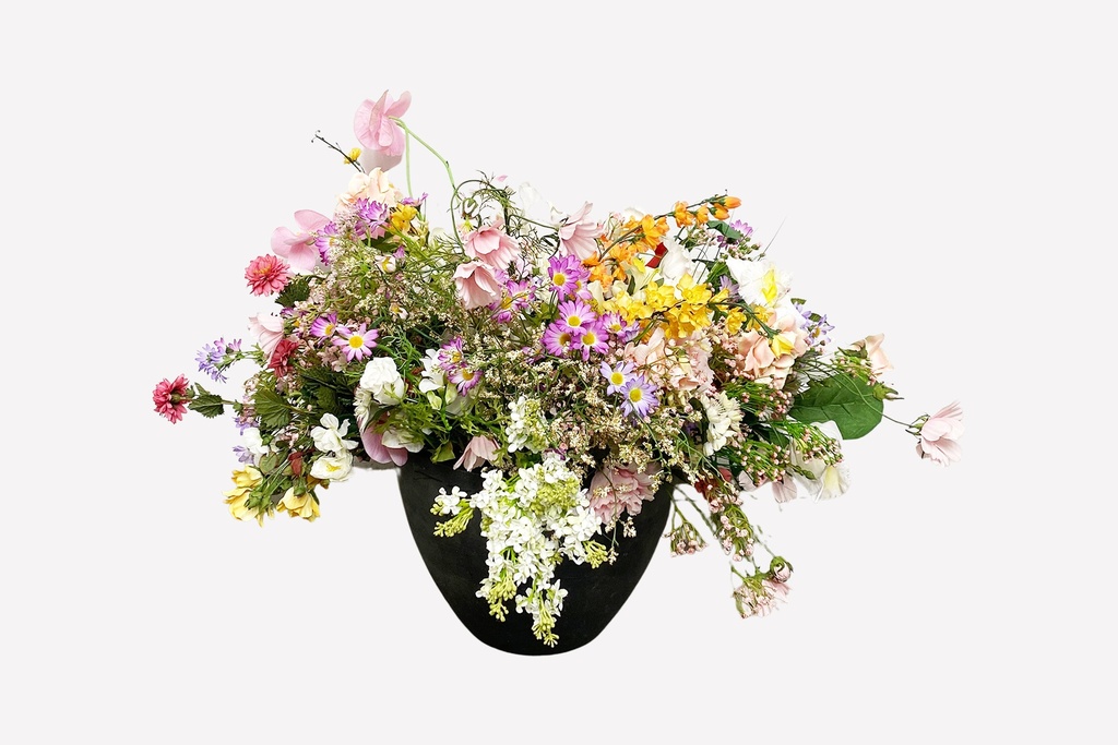 Wildflower Cascade in Black Vase