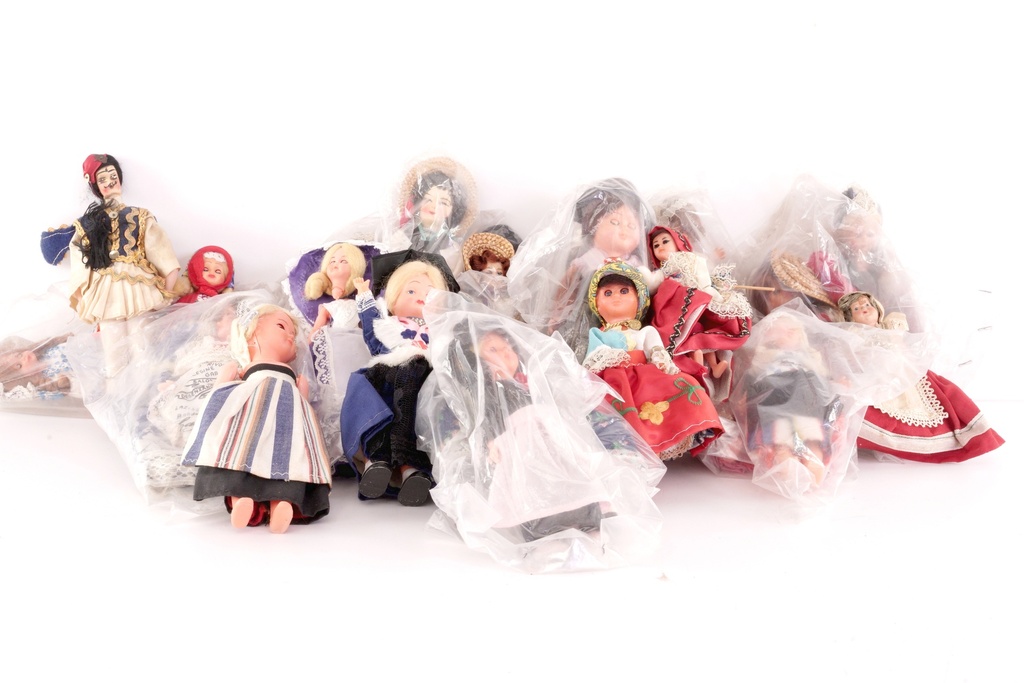 Assorted International Folk Dolls in Traditional Costumes