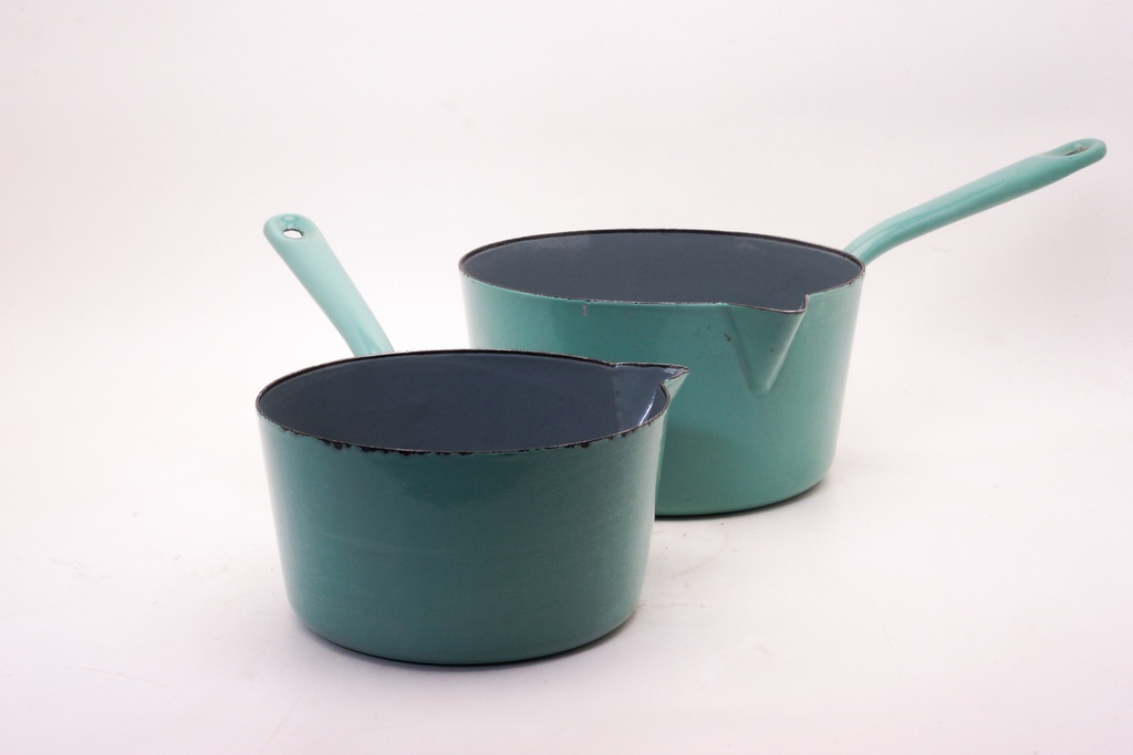 Vintage Teal Enamel Saucepan Set