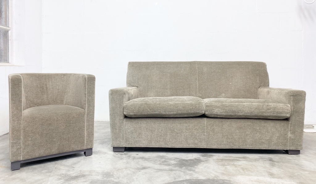 Neutral Gray Upholstered Sofa and Armchair Set