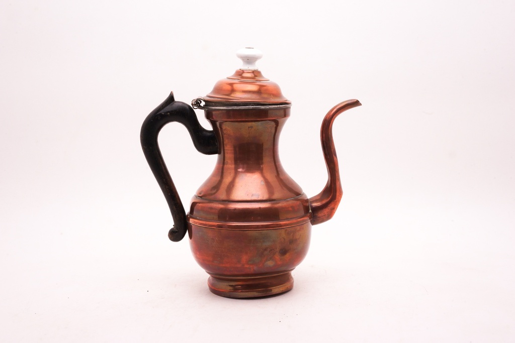 Vintage Copper Coffee Pot with Black Handle