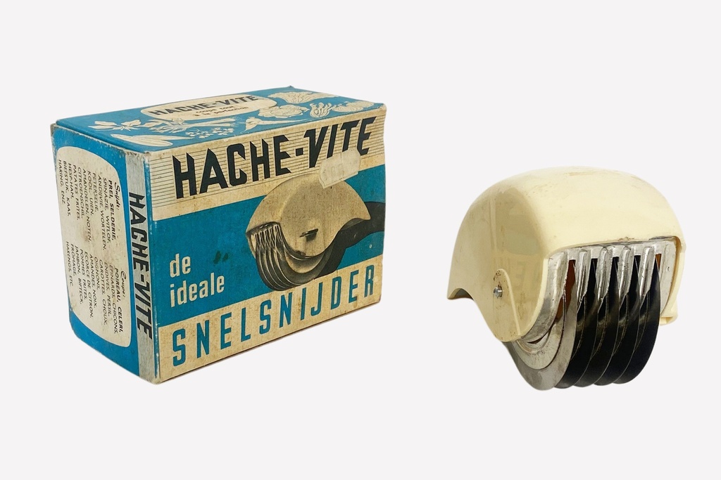 Vintage Dutch Hache-Vite Handheld Food Slicer with Original Box