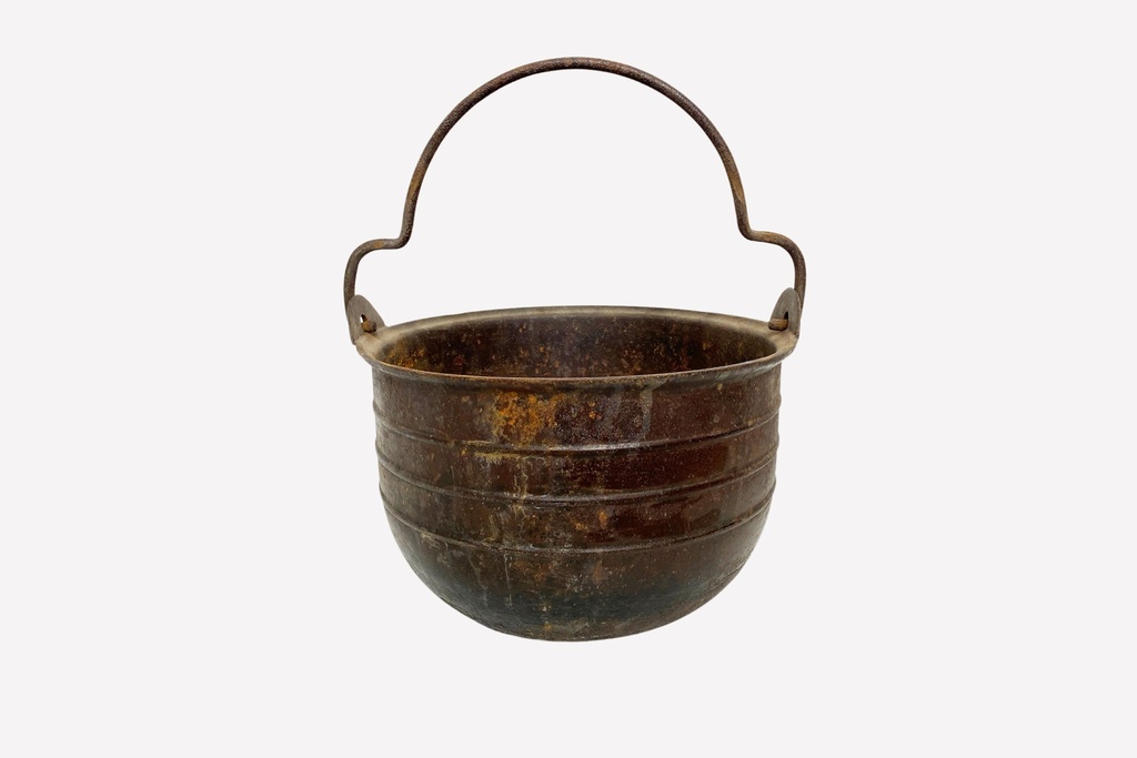 Rustic Iron Cauldron with Handle