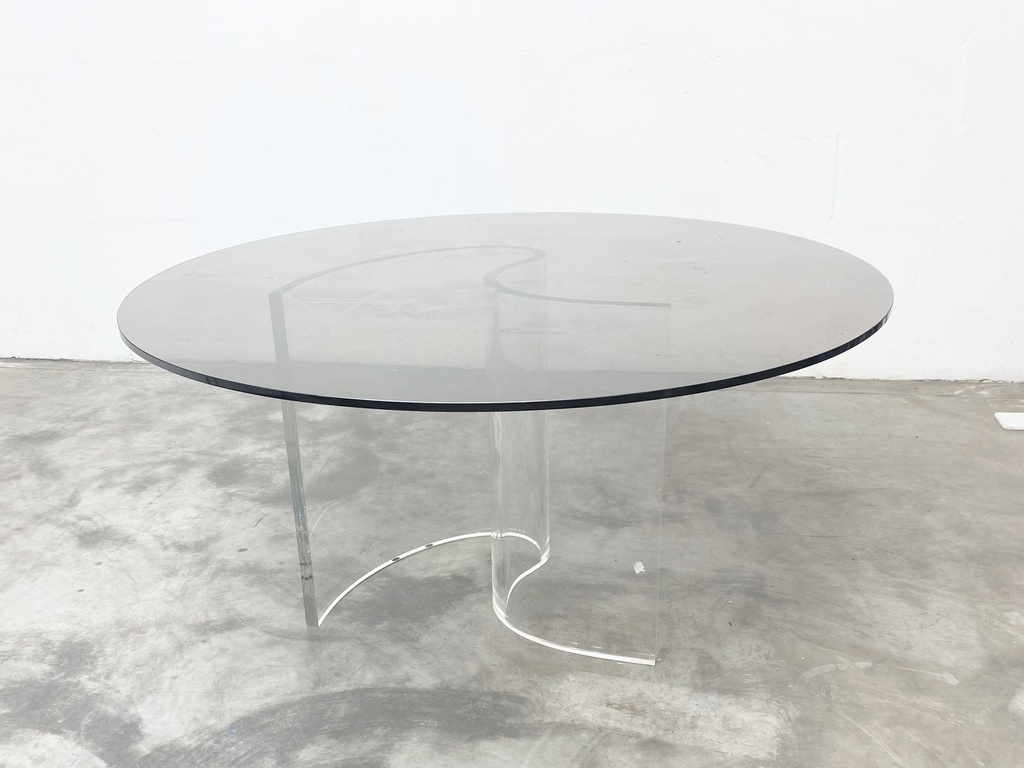 Round Glass Top Table with Curved Acrylic Base