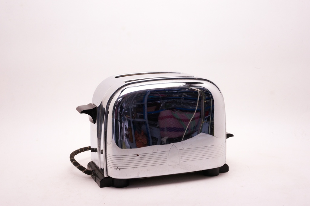 Vintage Chrome Two-Slice Toaster with Retro Cord