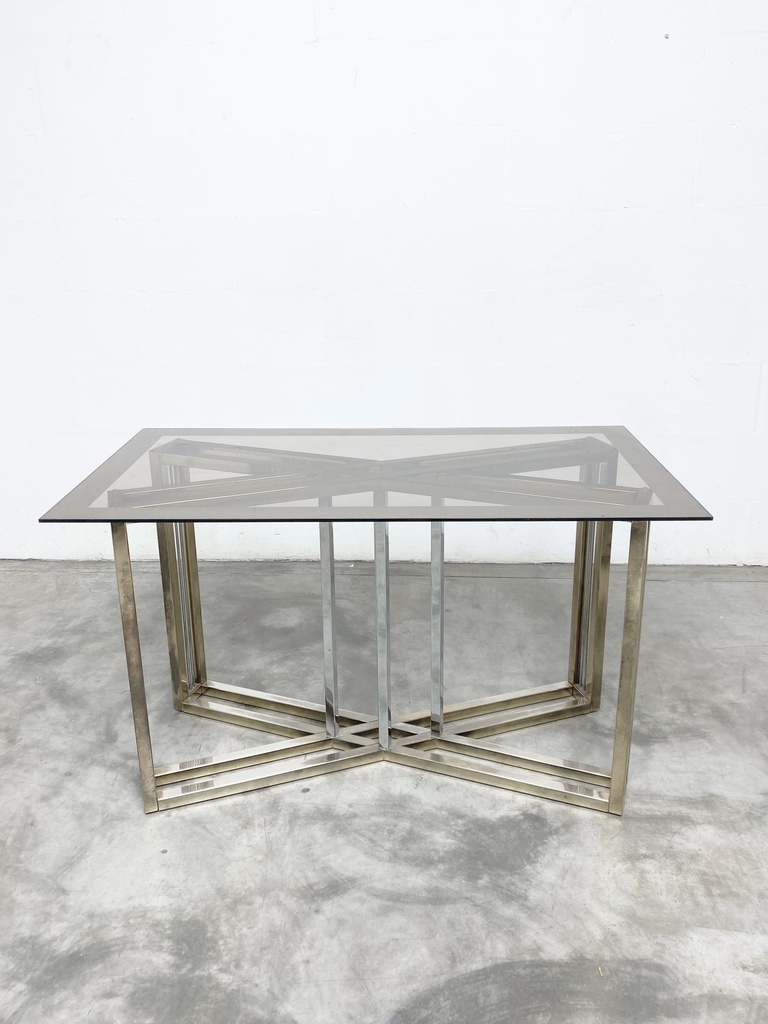 Modern Geometric Glass-Top Coffee Table with Chrome Base
