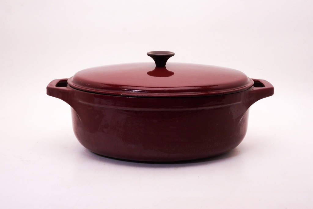 Deep Burgundy Cast Iron Dutch Oven with Lid