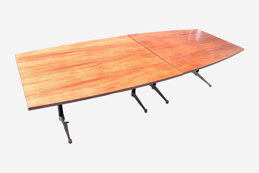 Mid-Century Modern Teak Conference Table With Metal Legs