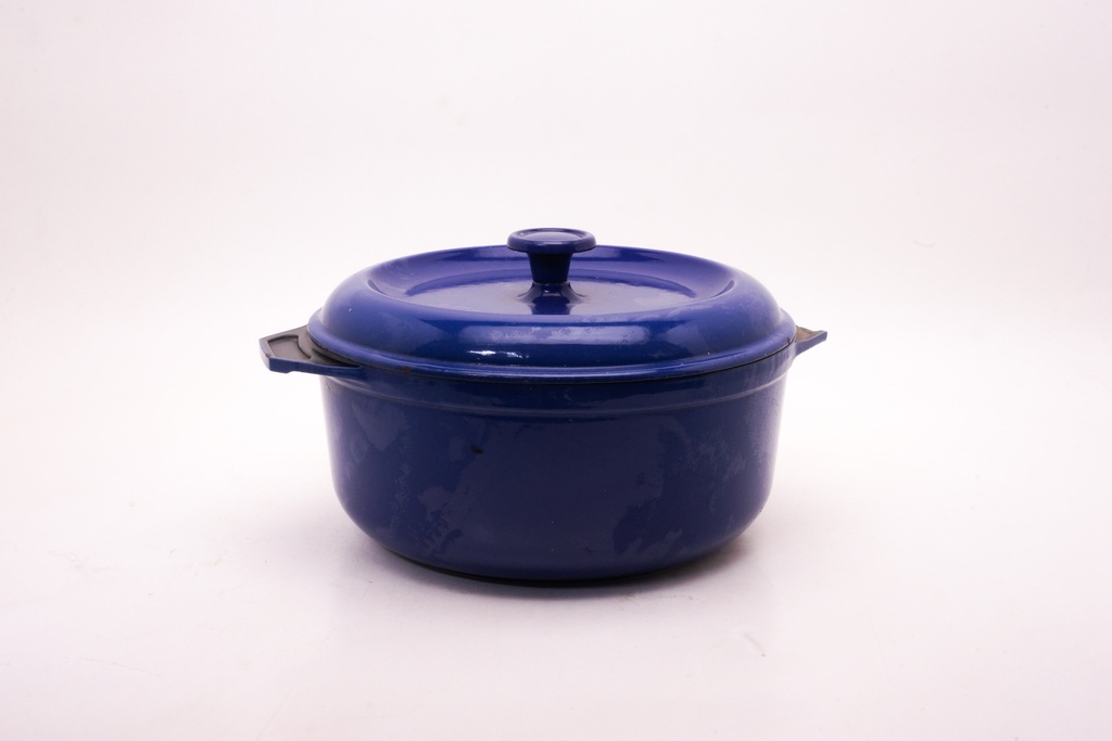 Vintage Blue Enamel Dutch Oven with Lid