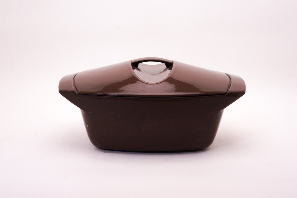Vintage Brown Glazed Casserole Dish with Lid