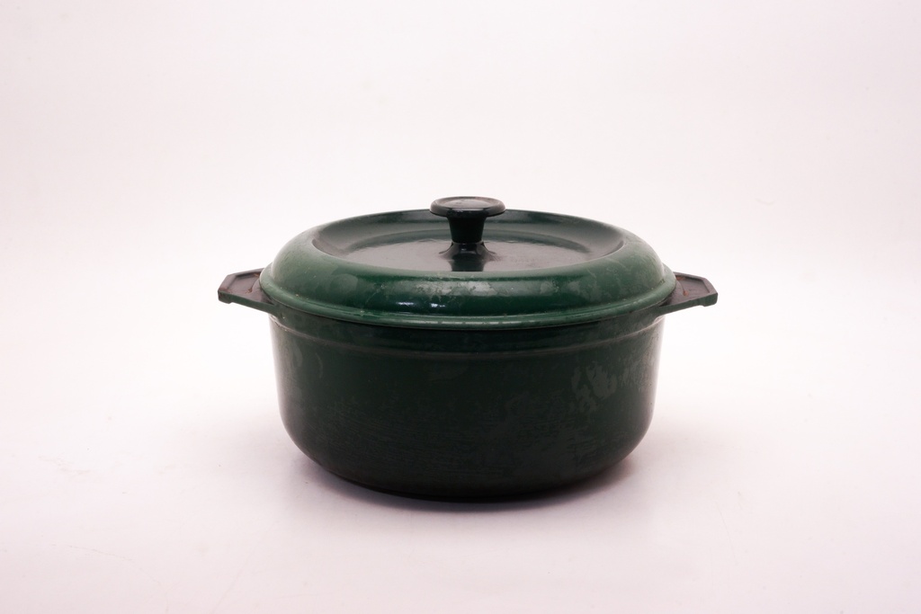 Vintage Green Enameled Dutch Oven