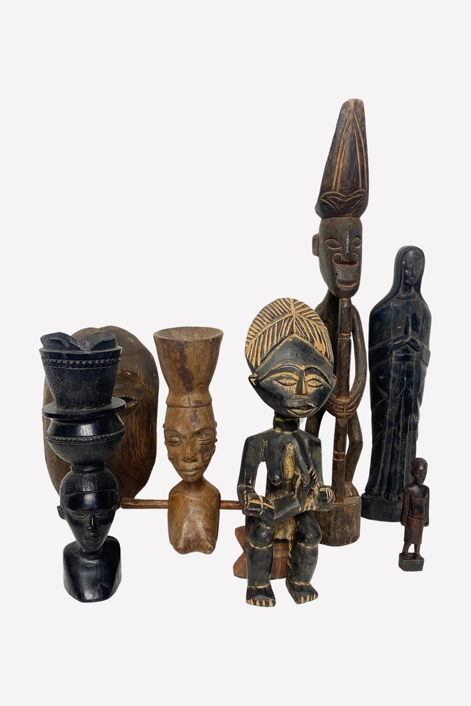 Assorted Traditional African Wooden Figurines Collection