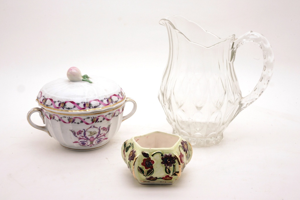 Victorian Floral Tea Set with Glass Pitcher