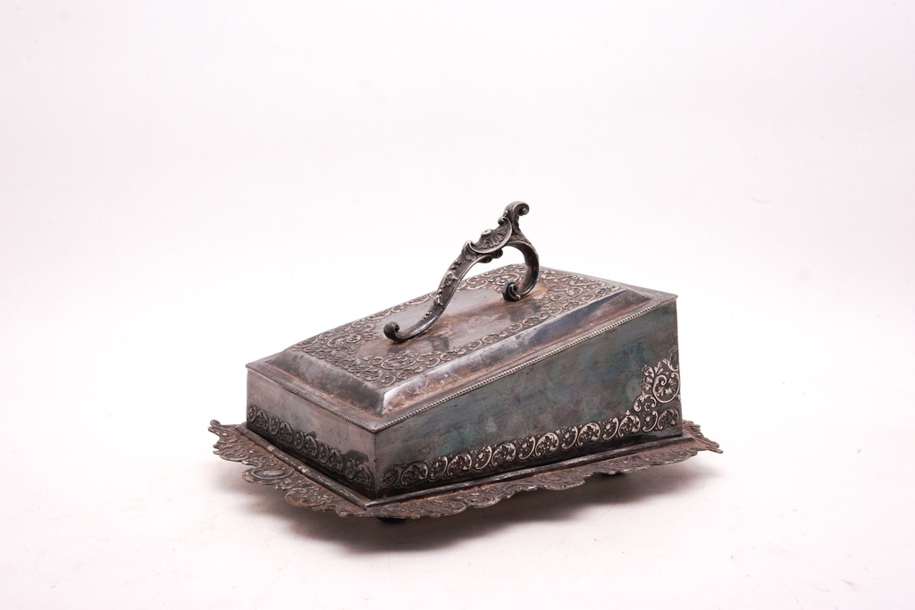 Ornate Vintage Silver Serving Dish with Handle