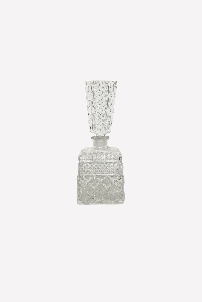 Vintage Cut Glass Perfume Bottle with Faceted Stopper
