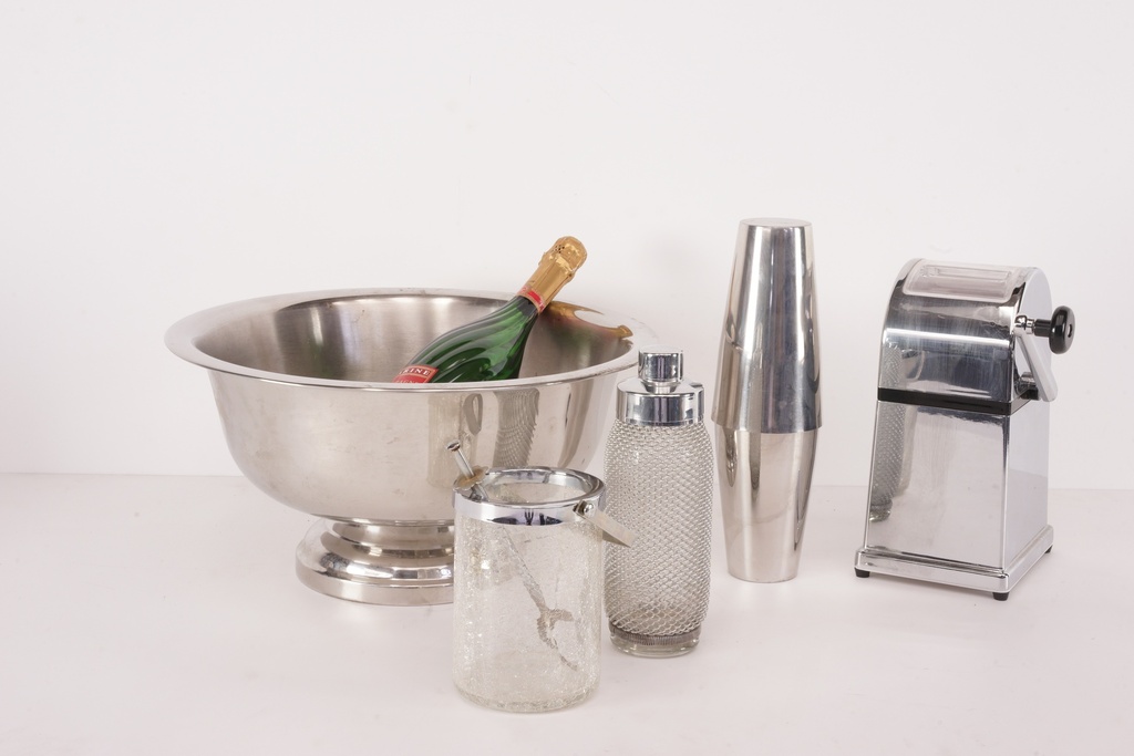 Vintage Barware Essentials with Champagne Bucket and Soda Siphon