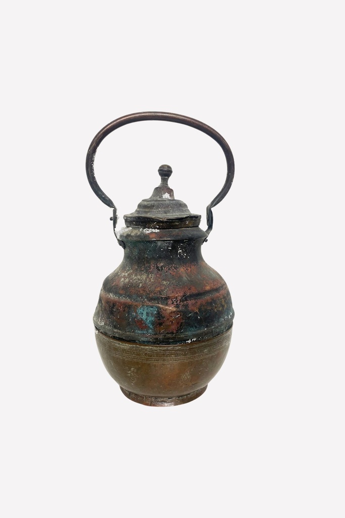 Antique Rustic Copper Water Jug with Patina