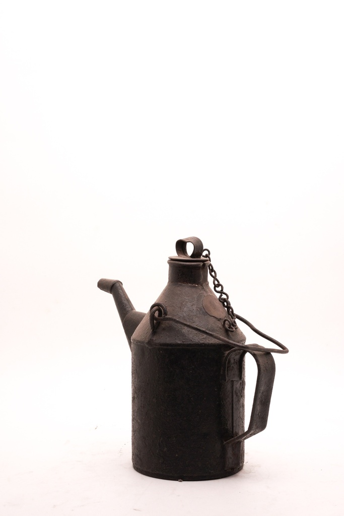 Rustic Metal Oil Can with Chain Handle