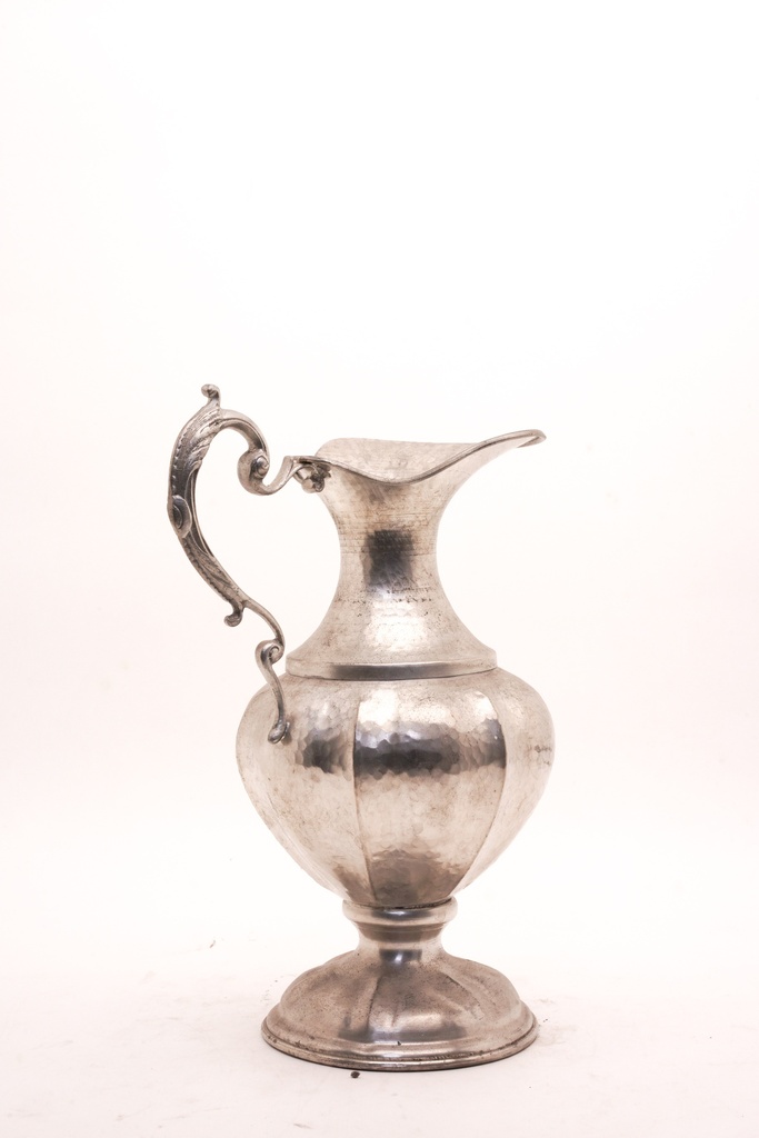 Vintage Hammered Silver Pitcher with Ornate Handle