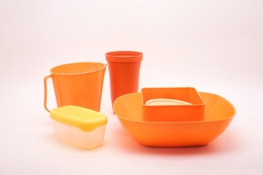 Retro Orange Plastic Kitchenware Set