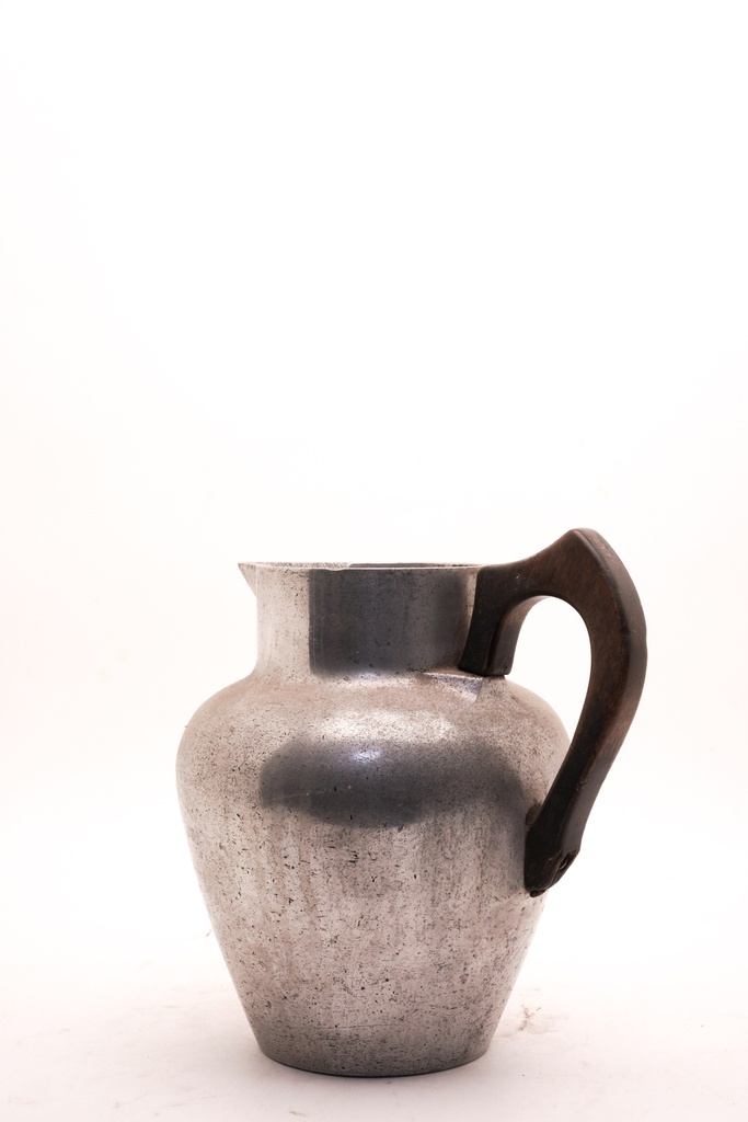 Rustic Metal Pitcher with Wooden Handle