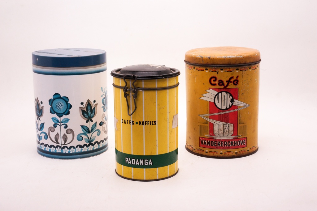 Vintage Coffee and Tea Storage Tins Trio