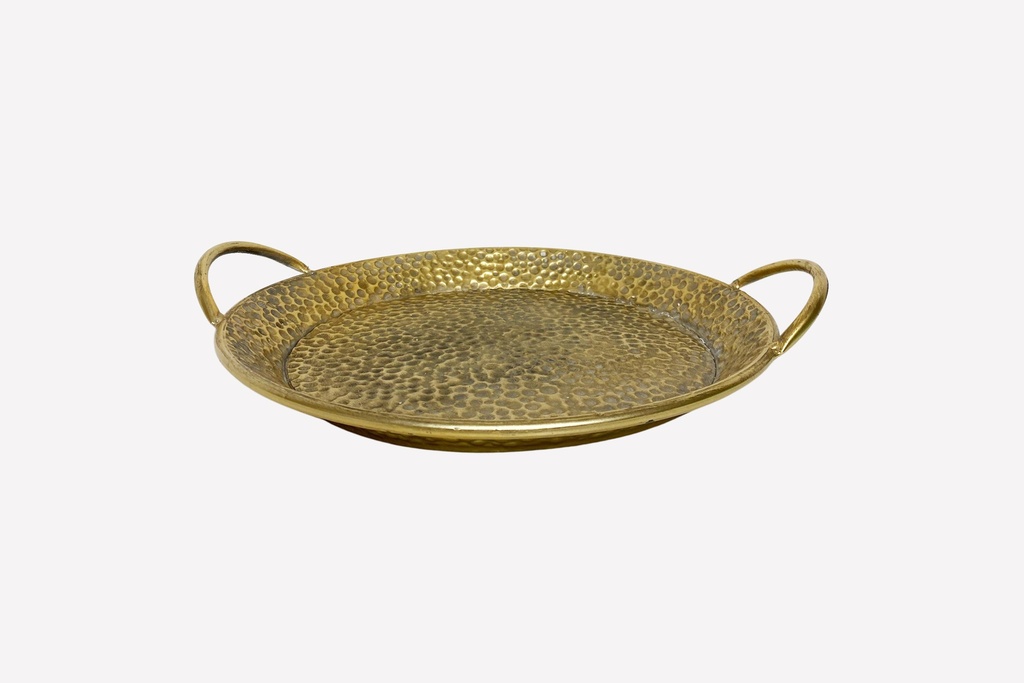 Hammered Brass Serving Tray with Handles