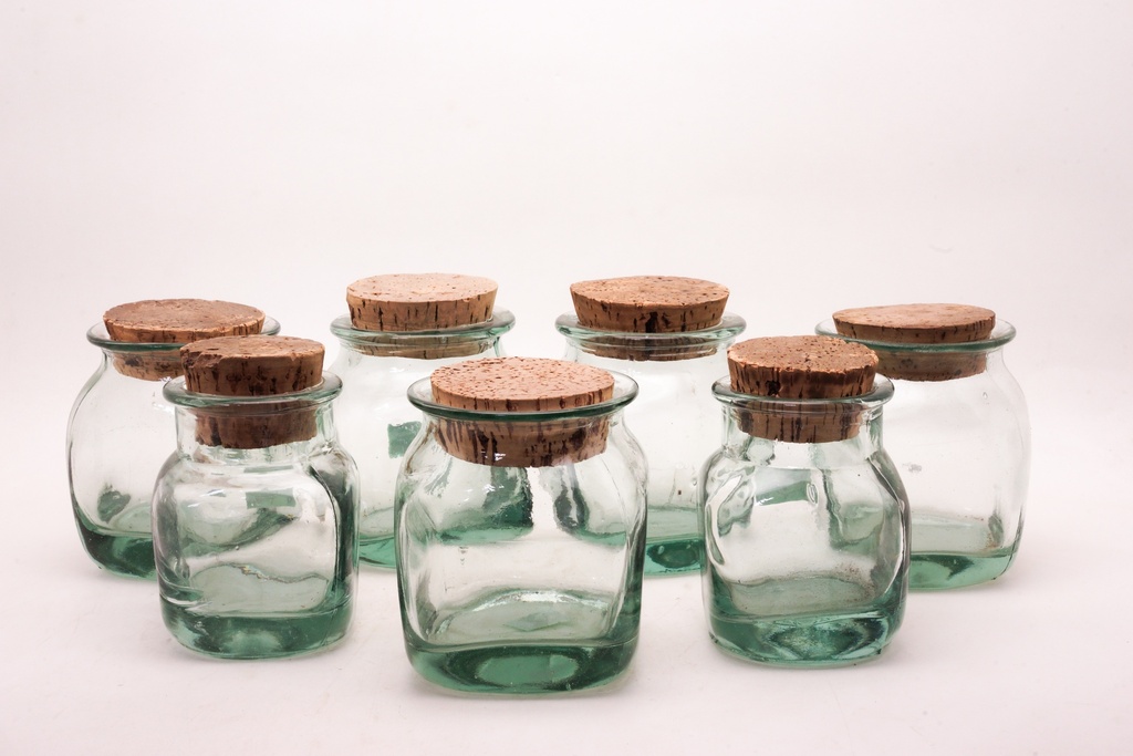 Vintage Glass Jars with Cork Lids Set