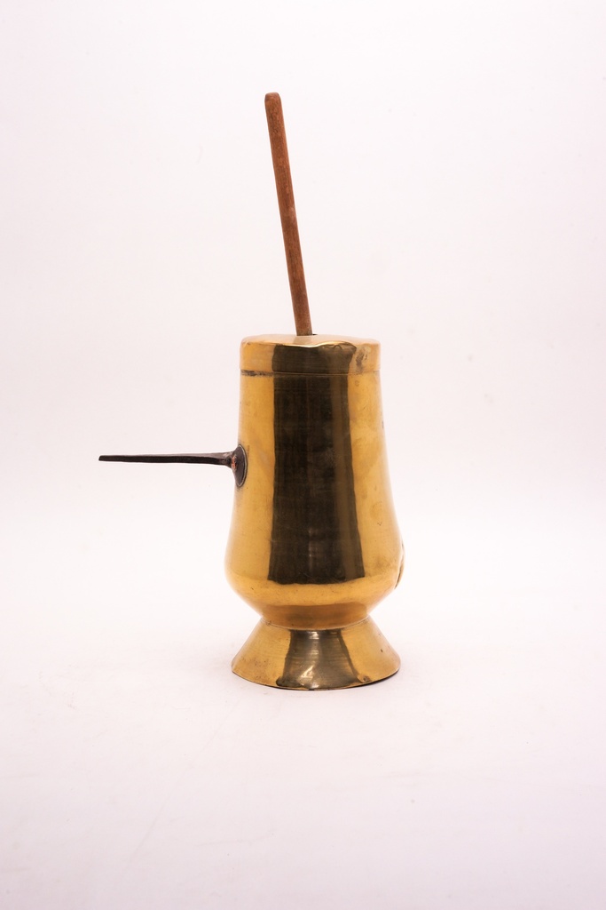 Vintage Brass Milk Churn with Wooden Handle