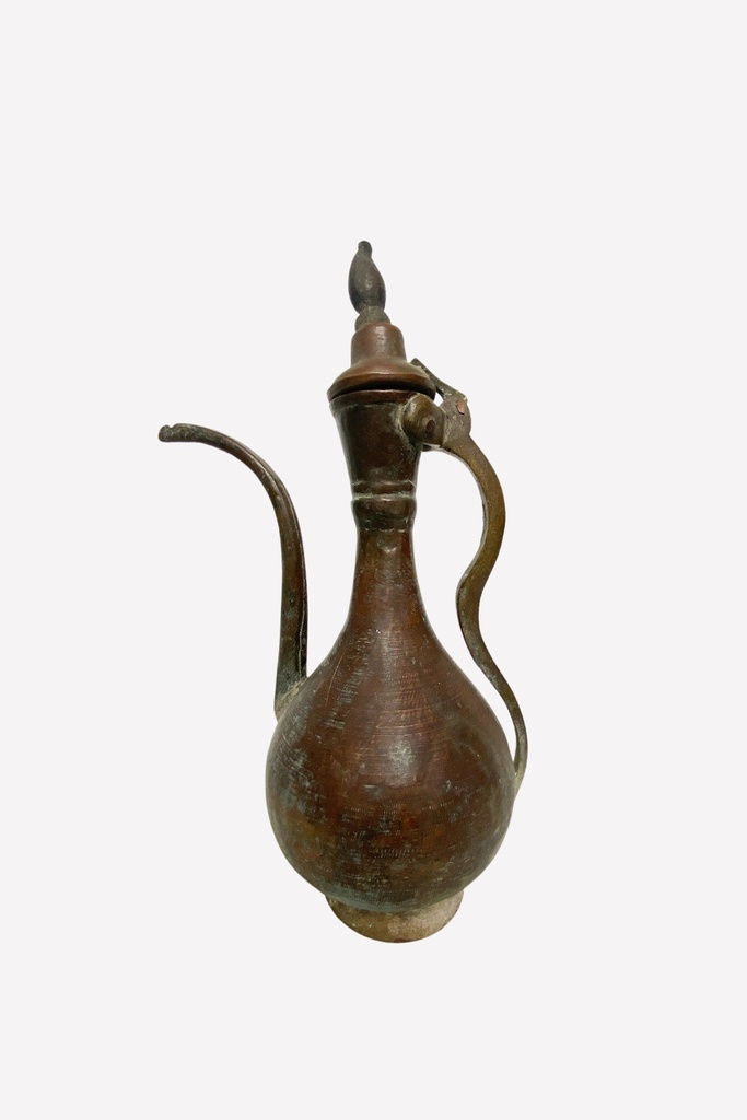 Antique Copper Coffee Pot with Curved Spout