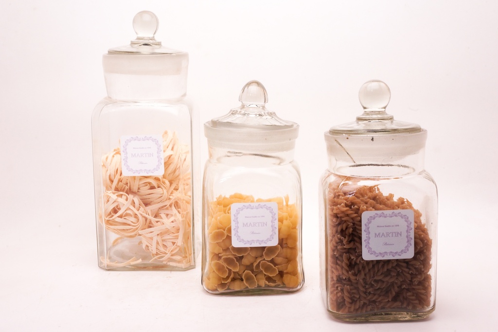 Glass Pantry Jars with Pasta Trio