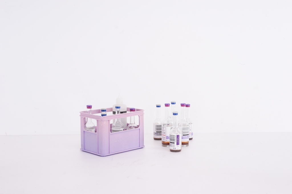 Laboratory Vial Crate with Assorted Bottles