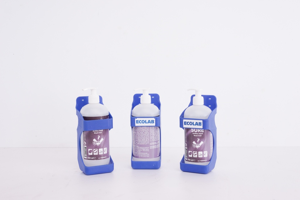 Ecolab Antibacterial Hand Wash Bottles with Blue Wall Mount Holders