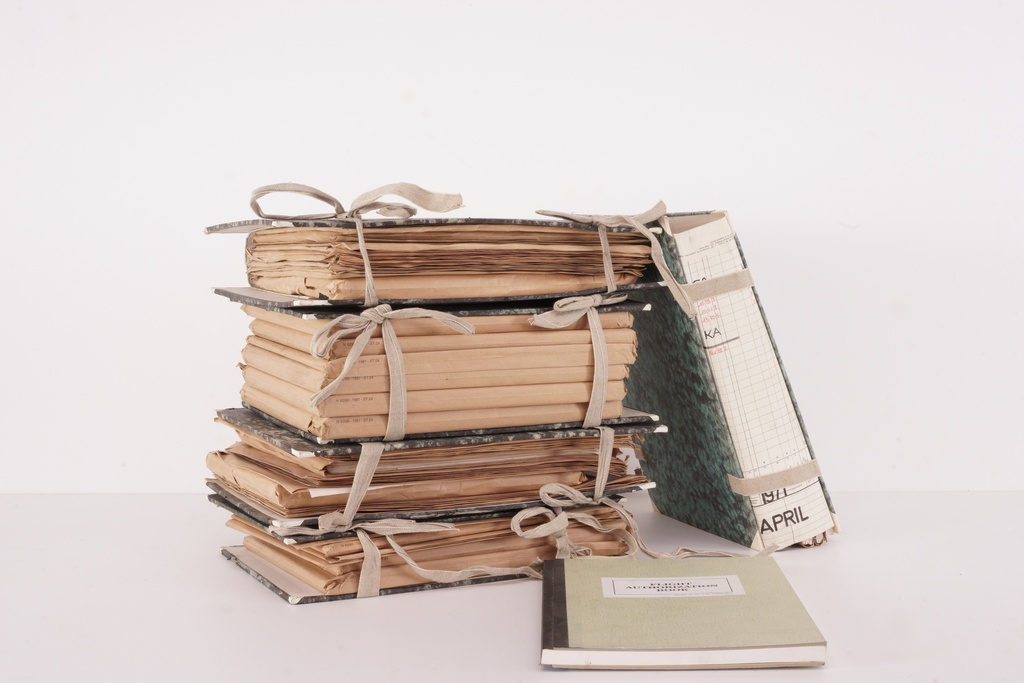 Vintage Tied Document Bundles with Ledger and Notebook