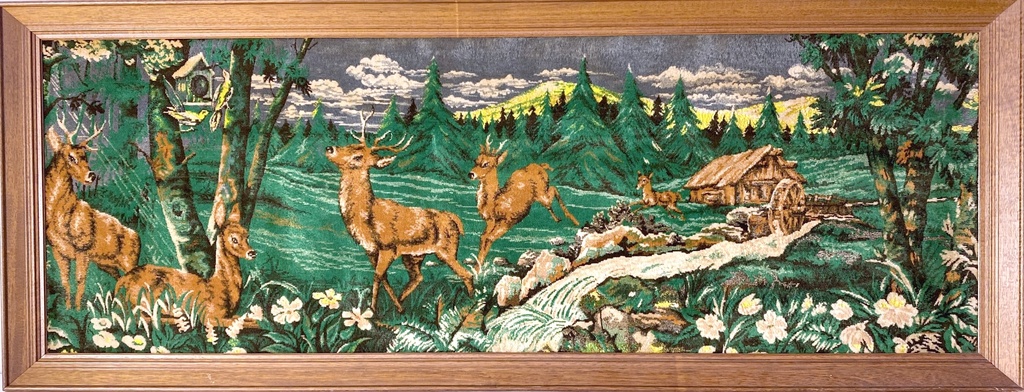 Woodland Retreat with Deer and Mill